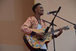 Jesse Mbuthia performs during the talent show